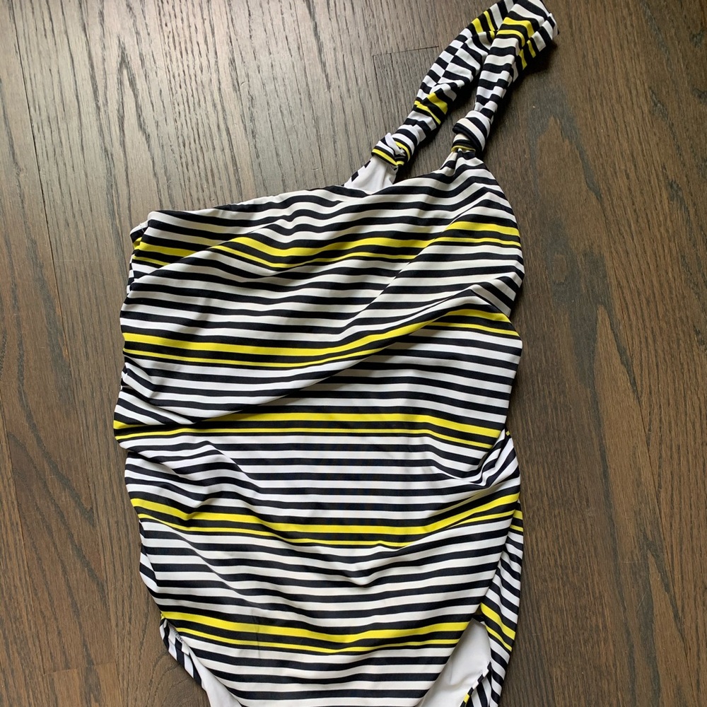 striped one shoulder swimsuit bathing suit